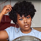 フルヘッドのかつら  短い巻き毛のかつら  合成かつら  黒人女性のためのかつら  ブラジルヘアウィッグ  耐熱高温繊維  ブラック  11.81インチ（30cm） OHAR-L010-015-2