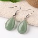 Natural Green Aventurine Teardrop Dangle Earrings EJEW-J089-01-1
