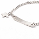 201 Stainless Steel Rectangle & Star Charm Bracelet with Curb Chain for Women STAS-P304-19P-3