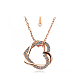 Real Rose Gold Plated Fashion Eco-Friendly Czech Rhinestone Double Heart Winding Alloy Necklaces and Earrings Jewelry Sets SJEW-AA00031-022RG-3