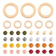 250шт 10 стиля натуральные необработанные деревянные бусины и соединительные кольца WOOD-LS0001-41-2