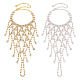 ANATTASOUL 2Pcs 2 Colors Crystal Rhinestone Chain Tassel Ring Bracelets Set BJEW-AN0001-19-1