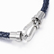 Braided Leather Cord Bracelets BJEW-K166-01B-3