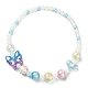 Coeur étincelant et résine papillon et collier de perles acryliques NJEW-JN04397-2