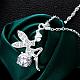 Silver Plated Brass Cubic Zirconia Fairy Pendant Necklaces NJEW-BB03304-4