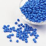 Perles de rocaille de verre opaques, perles de larme à franges, bleu, 4~5x3mm, Trou: 1mm, environ 440~450 g /sachet 