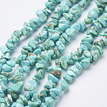 Chapelets de perles en turquoise synthétique, teinte, puces, turquoise, 3~8x3~8mm, Trou: 1mm, 34 pouce