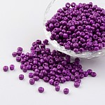 6/0 cuisson de peinture perles rocailles en verre , violet foncé, 4~5x3~4mm, Trou: 1~2mm, environ 427 pcs/50 g