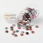 Кабошоны из стекла, кожи животного распечатаны, полукруглые / купольные, разноцветные, 10x3.5~4 мм, Около 200 шт / коробка