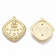 Brass Micro Pave Clear Cubic Zirconia Pendants KK-R126-018-NF