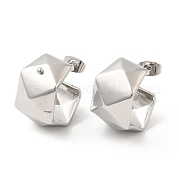 Круглые серьги-пусеты из латуни с граненой отделкой EJEW-K248-05P