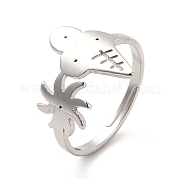 201 Stainless Steel Sun & Ice Cream Adjustable Ring for Women RJEW-F131-02P