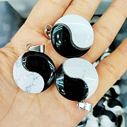 Подвески из натурального обсидиана и говлита FIND-Q109-02