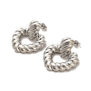 Латунные серьги-гвоздики с подвесками в форме сердца EJEW-M240-09P