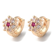 Серьги-кольца из латуни с микропаве из кубического циркония EJEW-P238-29KCG