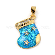 Рождественский латунный кулон с цирконием Micro Pave KK-H468-02B-02G
