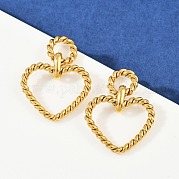 Серьги-гвоздики в форме сердца из нержавеющей стали 304 EJEW-K268-32G