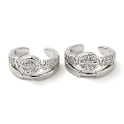 Серьги-каффы из латуни с микропаве и цирконием EJEW-E290-09P