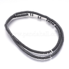 Non magnetici perle ematite sintetico fili, perline Heishi, Rotondo piatto / disco, colore originale, 4x1~1.5mm, Foro: 1 mm, circa 258~261pcs/filo, 15.7 pollice (40 cm)