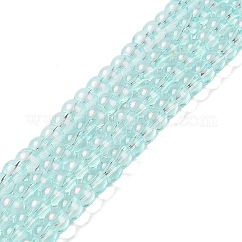 Chapelets de perles en verre, avec de la poudre de paillettes, ronde, lumière bleu ciel, 6x5.5mm, Trou: 1mm, Environ 142 pcs/chapelet, 29.92'' (76 cm)