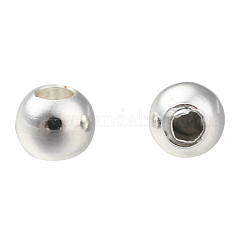 Perline distanziatrici rotonde in ottone placcato a cremagliera,  cadmio& piombo libero, colore argento placcato, 3mm, Foro: 1 mm
