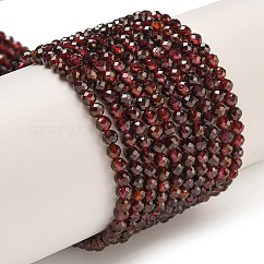 Granato naturale perline fili, sfaccettato, tondo, 3~3.5mm, Foro: 0.6 mm, circa 140pcs/filo, 15.35'' (39 cm).