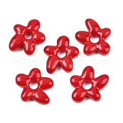 Abalorios de colores vario hechos a mano, flor, rojo, 18x17x4mm, agujero: 3.7 mm