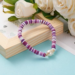 Braccialetti elastici perline heishi in argilla polimerica&nbsp;BJEW-JB05773