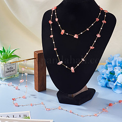 3 м наборы для изготовления ожерелья из натуральной крошки розового кварца и АБС-пластика с имитацией жемчуга&nbsp;CHC-TA0001-30B