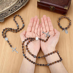 Ensemble de bracelets et colliers en hématite synthétique et œil de tigre naturel (3 pièce)&nbsp;SJEW-UN00006