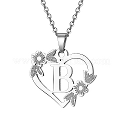 Colliers pendentifs initiales en forme de cœur et de fleur en alliage pour femmes&nbsp;FS-WGC56A9-25