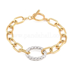 Двухцветные браслеты-цепочки из нержавеющей стали 304&nbsp;BJEW-T023-03GP