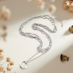 4 шт. 2 цвета железа и сплава 3 слоя витое кольцо кулон ожерелье для женщин&nbsp;NJEW-HY0001-26