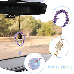 2 шт. 2 стиля подвеска с натуральным розовым кварцем и аметистовым кристаллом&nbsp;HJEW-CA00062