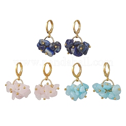 3 пара серег-колец из натурального розового кварца&nbsp;EJEW-JE06823