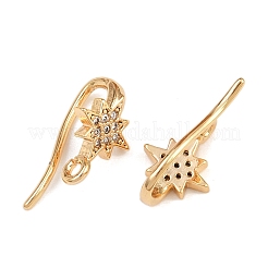 Ganchos para pendientes de estrella con circonita cúbica transparente y micropavé de latón&nbsp;X-KK-A274-06G