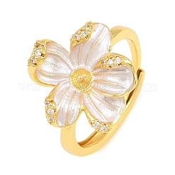 Anello a fascia in ottone con fiori&nbsp;KK-CBAC351-06G-02