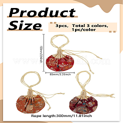 3 шт. 3-цветные шелковые и атласные мешочки-саше с вышивкой в виде цветов ко Дню святого Валентина с кисточкой&nbsp;AJEW-LP0012-28A