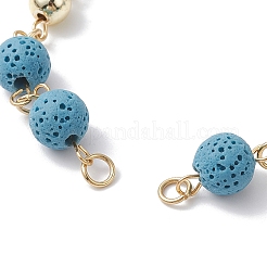 Fabricación de pulseras de cadena con cuentas redondas de roca de lava natural teñida&nbsp;AJEW-JB01206-04