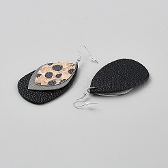 Orecchini pendenti a goccia con stampa leopardata in pelle&nbsp;EJEW-WH0817-005A