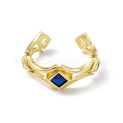 Открытое кольцо-манжета с кубическим цирконием и ромбами&nbsp;RJEW-P079-08G-02