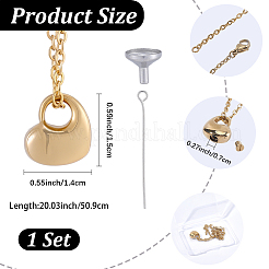 1 pezzo di collana per ceneri con ciondolo a forma di cuore in acciaio inossidabile 304&nbsp;NJEW-CN0001-20G