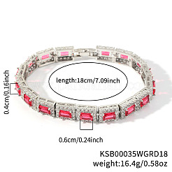 Bracelets élégants en laiton à maillons rectangulaires en zircone cubique pour femmes&nbsp;OJ6421-5