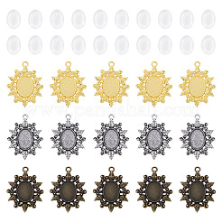 30 pz 3 colori ciondolo in lega stile tibetano vintage fiore cabochon castone impostazioni&nbsp;TIBEP-TA0001-47