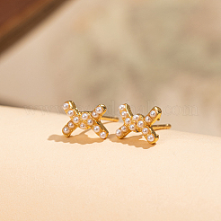 Элегантные латунные серьги-гвоздики с бантом&nbsp;QI2220