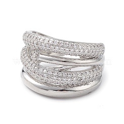 Открытое кольцо-манжета с цветком из прозрачного циркония&nbsp;RJEW-C056-10P