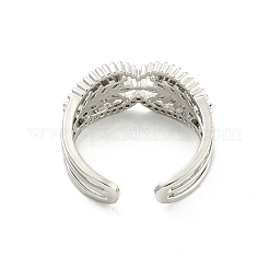 Латунные микро проложить манжеты кольца кубического циркония&nbsp;RJEW-I103-046P