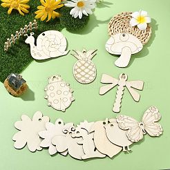 60 шт. 12 стиля пустые деревянные большие подвески&nbsp;WOOD-CJ0002-26