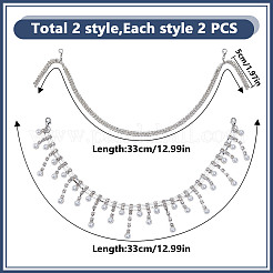 4 шт. 2 стиля стеклянных стразов для ремешков на сапоги&nbsp;HJEW-DR00217