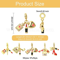 5 шт. 5 стиля женские эмалевые латунные европейские подвески-шармы&nbsp;KK-CJ0003-91